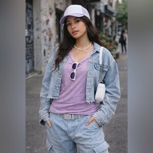 Vintage Y2K soft grunge lavender t shirt